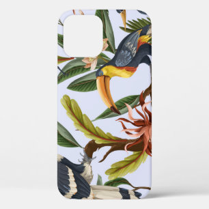 Birds & Flowers: Tropical Vintage Pattern. iPhone 12 Case