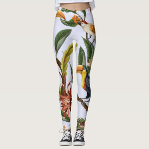 Birds & Flowers: Tropical Vintage Pattern. Leggings
