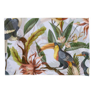 Birds & Flowers: Tropical Vintage Pattern. Pillowcase