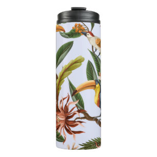 Birds & Flowers: Tropical Vintage Pattern. Thermal Tumbler