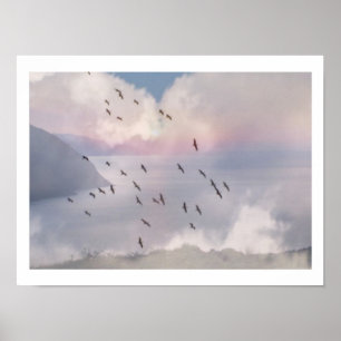 BIRDS FLY IN GROUP POSTER