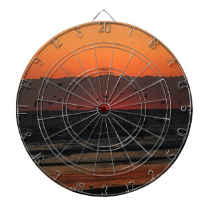Birds Flying Over Ocean Photograph Dartboard