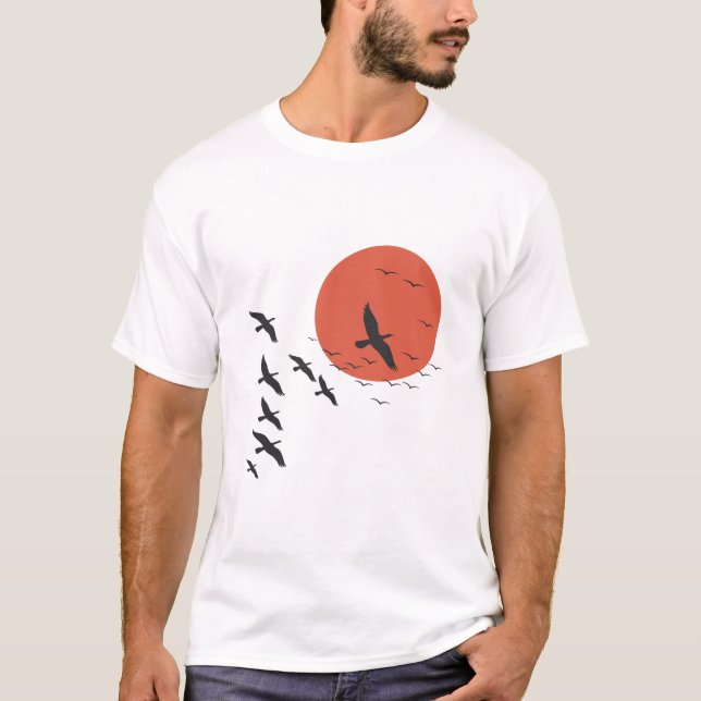 Birds Flying Over the Sun T-Shirt (Front)