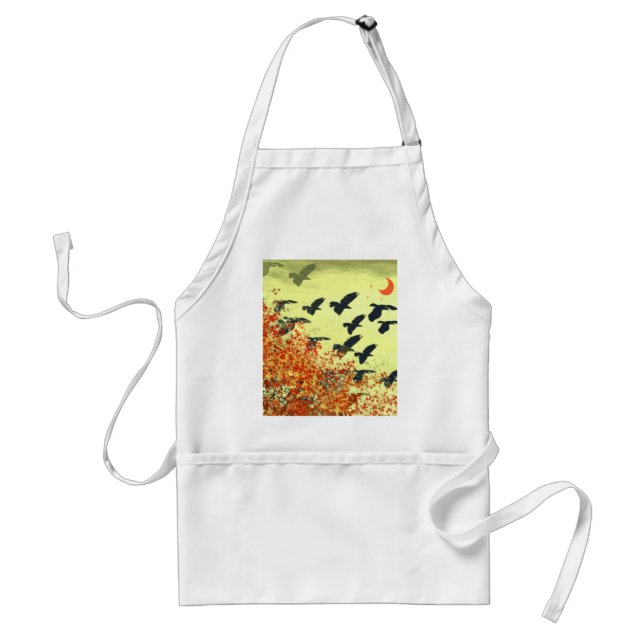 Birds Flying Red Moon Standard Apron (Front)