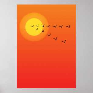 Birds flying to the sun poster