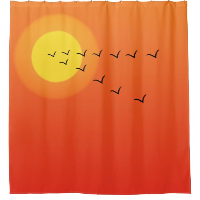 Birds flying to the sun shower curtain (Front)