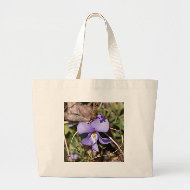 Birds-Foot Violet w/ Bluets Large Tote Bag (Front)