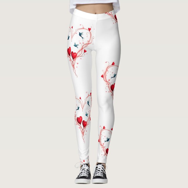 Birds for Valentine's Day Leggings (Front)