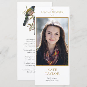 Birds Funeral Memorial Photo Prayer Card