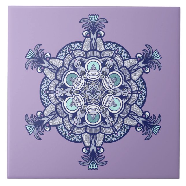 Birds & Globes design Tile (Front)