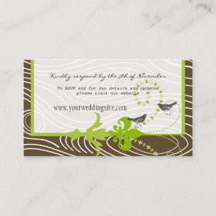 Birds Green Brown Wood Grain  Wedding Info Cards