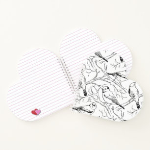 Birds hand drawn black & white pattern Modern Notebook
