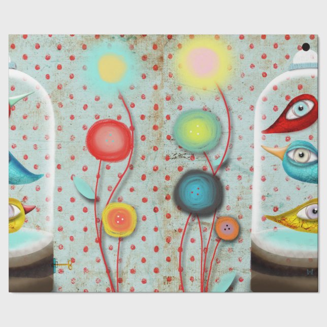 Birds in a Cage Luxury Wrapping Paper (Seam)