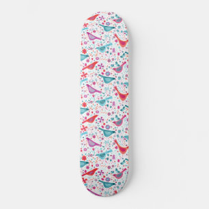 Birds in a Garden Modern Boho Watercolor Skateboard