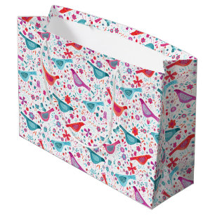 Birds in a Garden Watercolor Large Gift Bag
