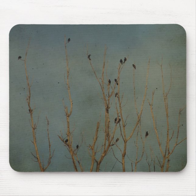 Birds in a Tree, Grunge Mouse Pad (Front)
