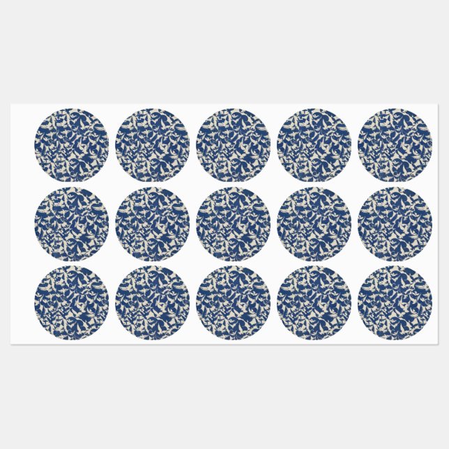  Birds in blue and white pet labels (Sheet)