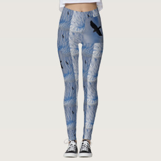 Birds in Blue Cloudy Sky Legging