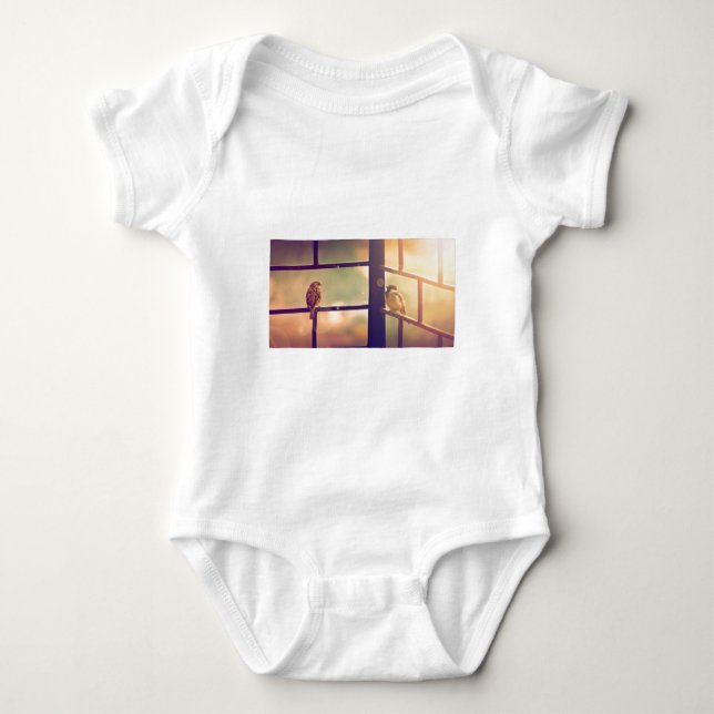 Birds in evening sun baby bodysuit (Front)