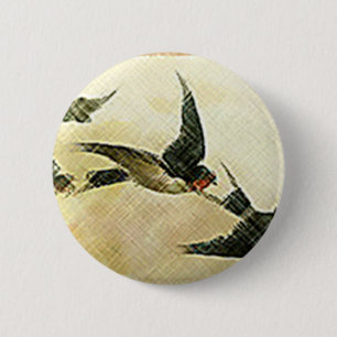 Birds In Flight 6 Cm Round Badge