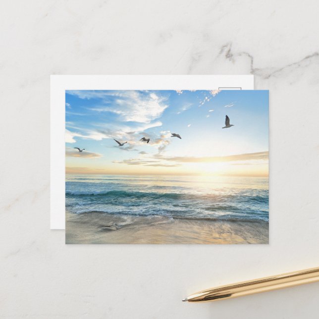 Birds in flight over the ocean postcard (Front/Back In Situ)