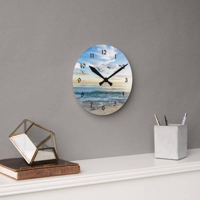Birds in flight over the ocean round clock (Office)