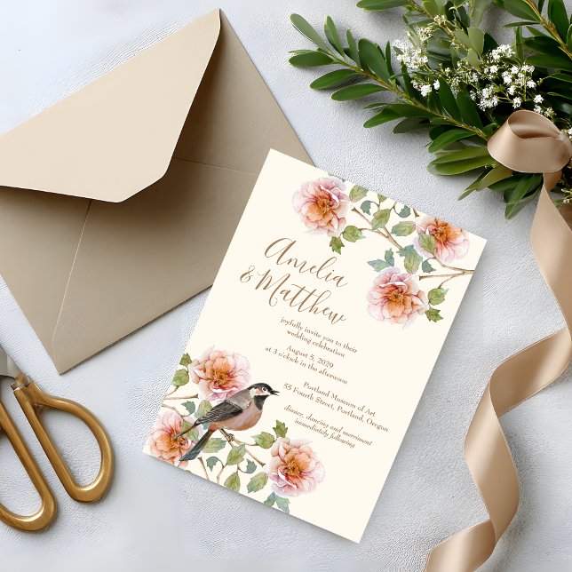 Birds in Flowers Wedding Invitation (Creator Uploaded)