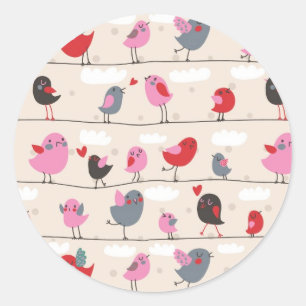 Birds in Love Classic Round Sticker