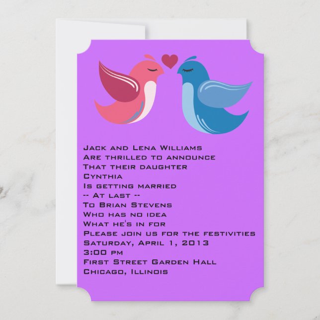 Birds in love image wedding invitation. invitation (Front)