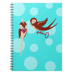 Birds in Love Key to my Heart Spiral Notebook