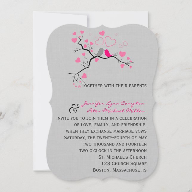 Birds in love wedding invitation. invitation (Front)