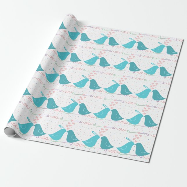 Birds in Love Wrapping Paper (Unrolled)