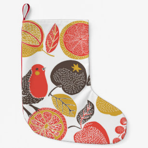 Birds in Lush Fruit Garden Small Christmas Stocking
