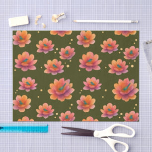 Birds in Magnolias with Dark Olive background Tissue Paper