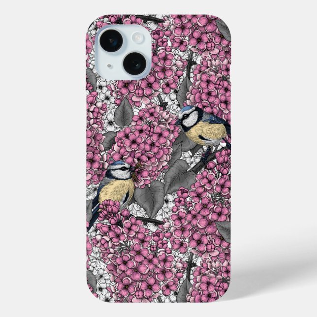 Birds in pink lilac garden Case-Mate iPhone case (Back)