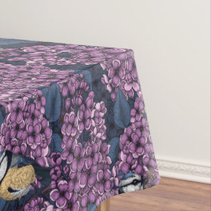 Birds in pink lilac garden tablecloth
