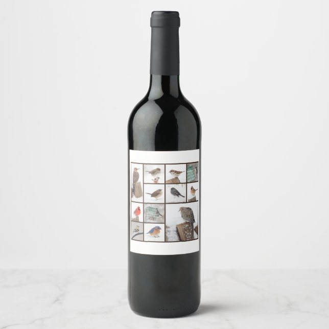 Birds in Snow Collection Wine Label (Front)