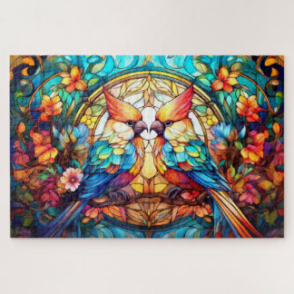 Birds in Stained Glass and Watercolor Jigsaw Puzzle