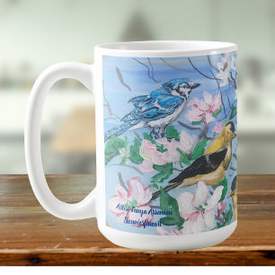 Birds in the backyard Hand Painted Art Coffee Mug