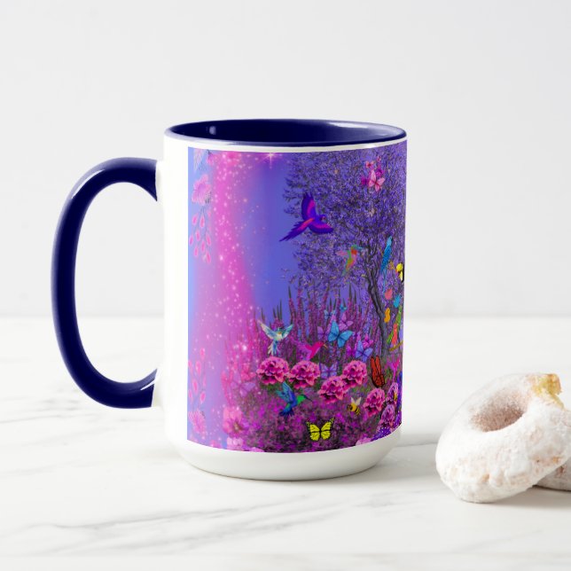 Birds in The Bush Coffee Mug (With Donut)