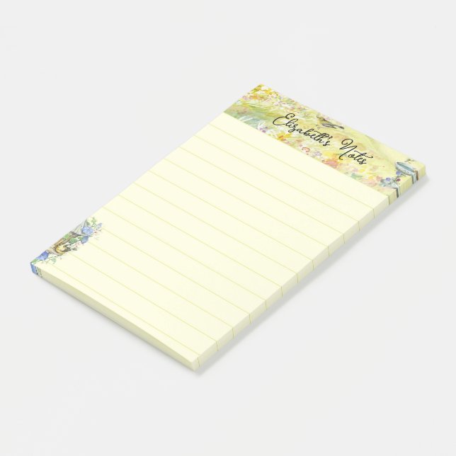 Birds in the garden personalised post-it notes (Angled)