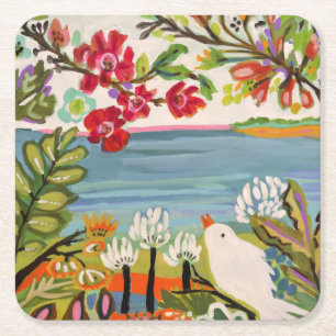 Birds in the Garden Square Paper Coaster