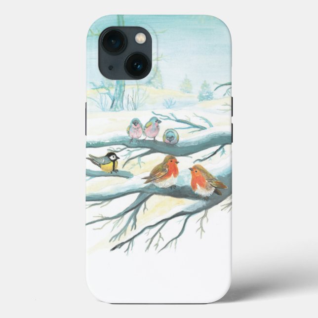 Birds in the white snow winter  Case-Mate iPhone case (Back)