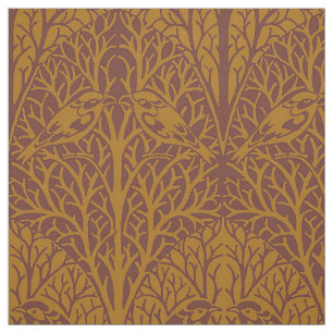 Birds in Thicket, Dark Ambers Fabric