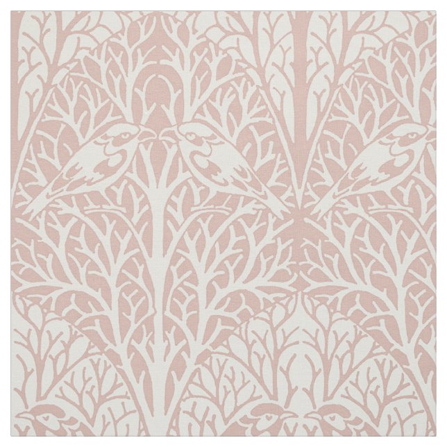 Birds in Thicket, Soft Blush Fabric (Swatch)