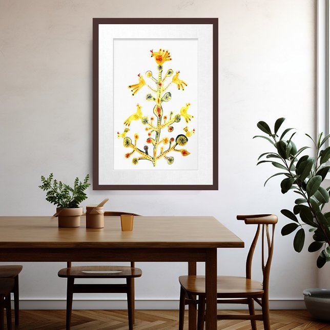 Birds in Tree of Life Folk Art Watercolor Poster (Birds in Tree of Life Folk Art Watercolor Poster
)