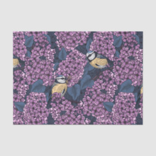 Birds in violet lilac garden tissue paper