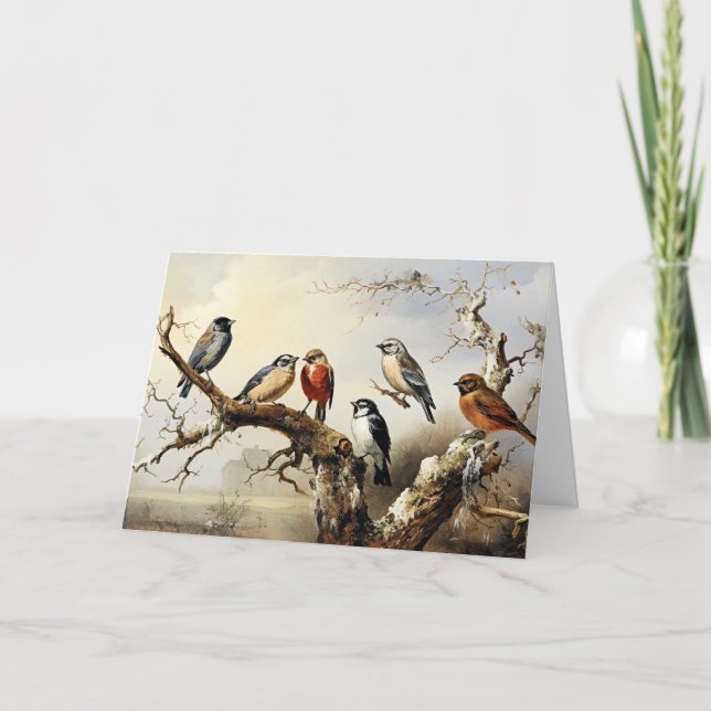 Birds in Winter Thank You Card (Front)