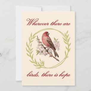 Birds Inspirational Quote, Bird Floral Wreath Thank You Card