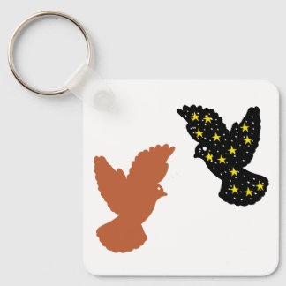Birds Keychain – Twin Crest Silhouette Design